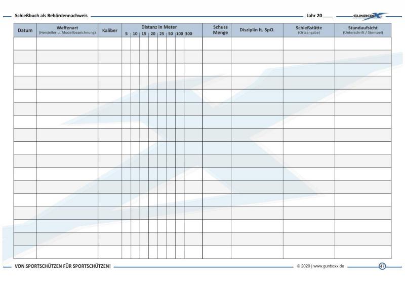 Schießnachweis / Schießbuch Waffen