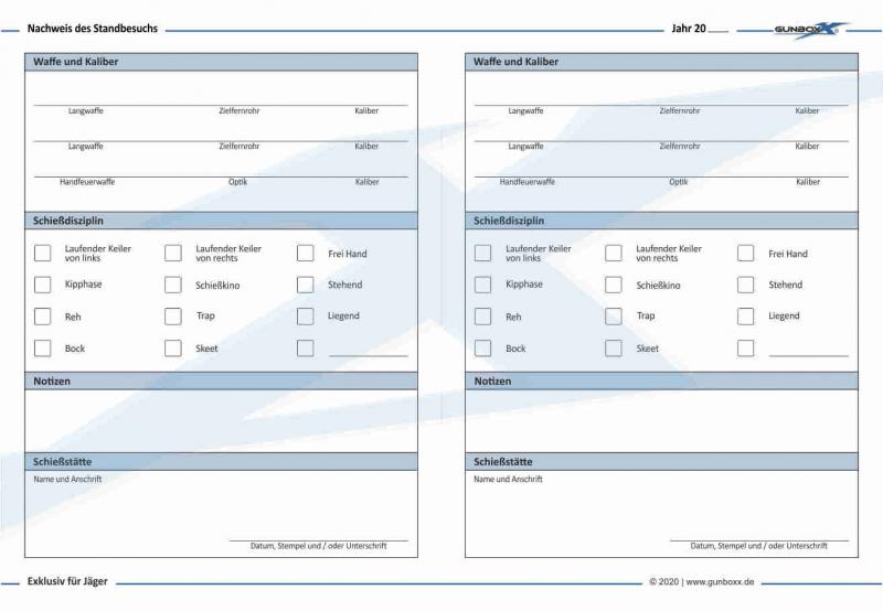Schießnachweis / Schießbuch Jäger